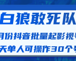 白狼敢死队最新抖音短视频批量起影视号(一天单人可操作30个号)视频课程-淘金日记