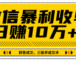 微信暴利收单日赚10万+,IP精准流量黑洞与三板斧成交术帮助你迅速步入正轨(完结)-淘金日记