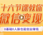 十六节课教你零基础微信变现，用单品打爆市场，每月收入超过10万+-淘金日记