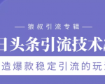 狼叔今日头条引流技术3.0,打造爆款稳定引流的玩法,VLOG引流技术-淘金日记