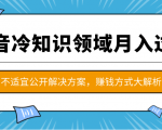 抖音冷知识领域月入过万项目,不适宜公开解决方案 ,抖音赚钱方式大解析!-淘金日记