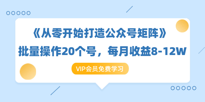 《从零开始打造公众号矩阵》批量操作20个号,每月收益大概8-12W(44节课)-淘金日记