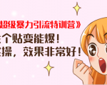 《小红书超级暴力引流特训营》随便发个贴变能爆,详细实操,效果非常好!-淘金日记