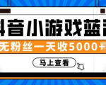 赚钱计划:抖音小游戏蓝海项目,无粉丝一天收入5000+-淘金日记