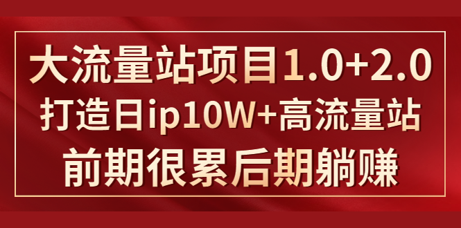 《大流量站项目1.0+2.0》打造日IP10W+高流量站,前期很累后期躺赚-淘金日记