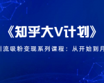 《知乎大V计划》快速引流吸粉变现系列课程:从0开始到月入万元-淘金日记
