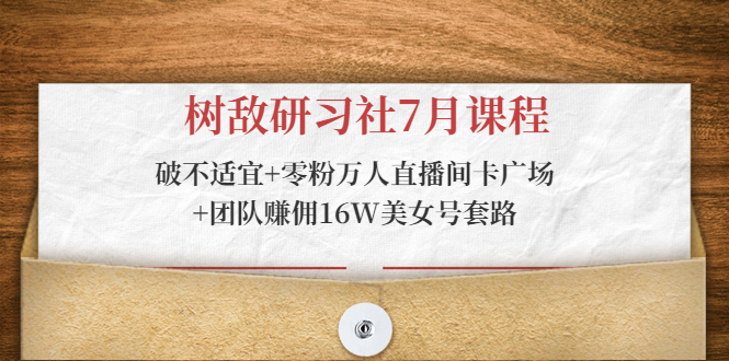 树敌研习社7月课程：破不适宜+零粉万人直播间卡广场+团队赚佣16W美女号套路-淘金日记