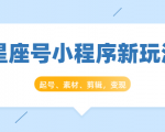 星座号小程序新玩法:起号、素材、剪辑,如何变现(附素材)-淘金日记
