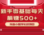 最新小白赚钱项目，零基础每天躺赚500+抖音小程序实战项目-淘金日记