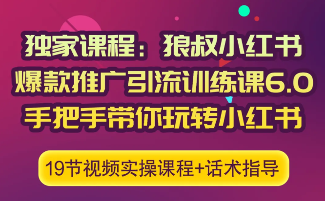 狼叔小红书爆款推广引流训练课6.0，手把手带你玩转小红书-淘金日记