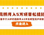 高鹏月入5万项目私徒班,基于个人IP打造的月入5万互利型高产项目!-淘金日记