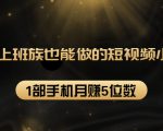 27个上班族也能做的短视频小项目,1部手机月赚5位数【赠短视频礼包】-淘金日记