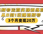 视频号运营实操训练营:从0到1玩赚视频号,3个月变现20万-淘金日记