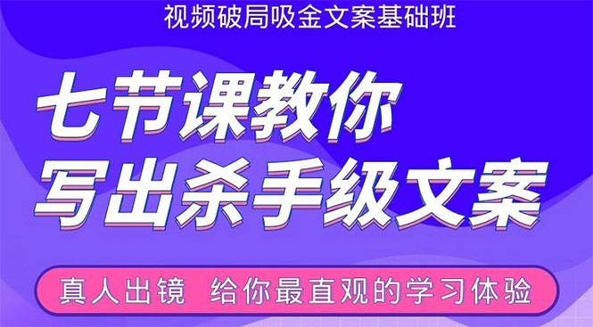 张根视频破局吸金文案班:节节课教你写出杀手级文案(附67页文案训练手册)-淘金日记