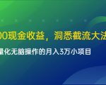 单日500现金收益,洞悉截流大法,一个批量化无脑操作的月入3万小项目-淘金日记