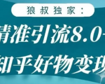 狼叔知乎精准引流8.0,知乎好物变现技术,轻松月赚3W+-淘金日记