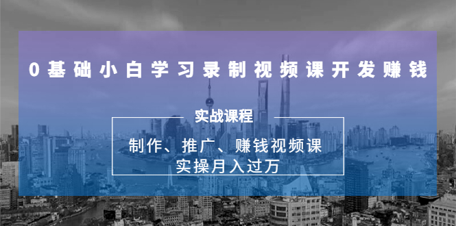 0基础小白学习录制视频课开发赚钱:制作、推广、赚钱视频课 实操月入过万-淘金日记