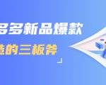 拼多多新品爆款打造的三板斧,快速提升销量+转化+点击率(视频课程)-淘金日记