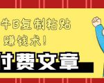 —牛B复制粘贴赚钱术!牛逼持久收入极品闷声发财项目,首发揭秘独此一家!-淘金日记