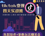 tiktok变现四天实战班，连怼技术+矩阵玩法赚美金！价值998元-淘金日记