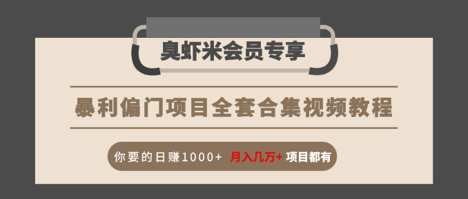 暴利偏门项目全套合集视频教程:你要的日赚1000+月入几万+项目都有-淘金日记