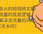 只说话就会火的短视频文案课,从根本上解决没流量的问题-淘金日记