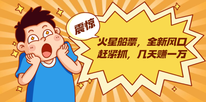火星船票,全新风口赶紧抓,几天赚一万+摆地摊卖尾货月入一万(5个项目)-淘金日记