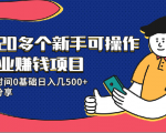 20多个新手可操作的副业赚钱项目：业余时间0基础日入几500+实操分享-淘金日记