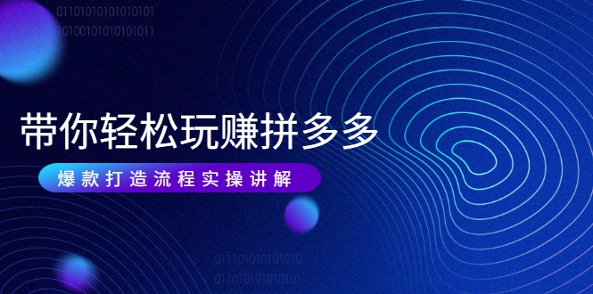 带你轻松玩赚拼多多:花的少 赚的多 爆款更简单 爆款打造流程实操讲解-淘金日记