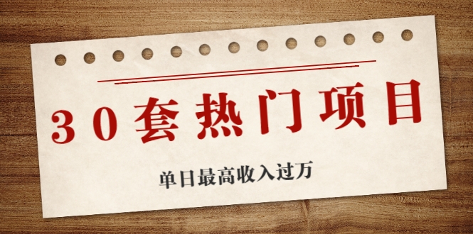 30套热门项目:单日最高收入过万 (网赚项目、朋友圈、涨粉套路、抖音、快手)等-淘金日记