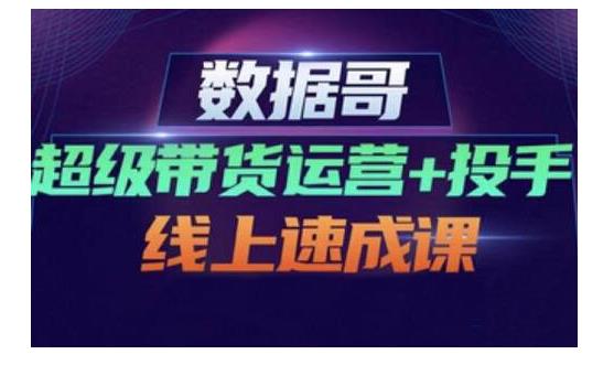 数据哥·超级带货运营+投手线上速成课，快速提升运营和熟悉学会投手技巧-淘金日记