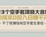 23个空手套项目大合集,0成本0投入日赚千元,干了就赚钱纯空手套生意经-淘金日记