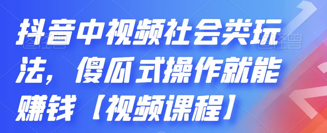 抖音中视频社会类玩法,傻瓜式操作就能赚钱【视频课程】-淘金日记