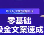 零基础吸金文案速成,每天1小时收益翻几倍价值499元-淘金日记