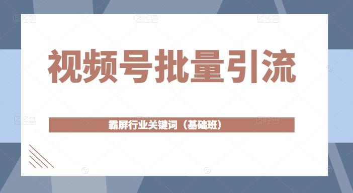 视频号批量引流,霸屏行业关键词(基础班)全面系统讲解视频号玩法-淘金日记