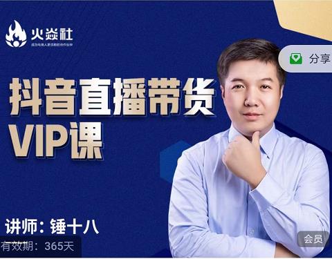 锤十八-抖音直播带货VIP课,专注直播带货有效盈利模式-淘金日记