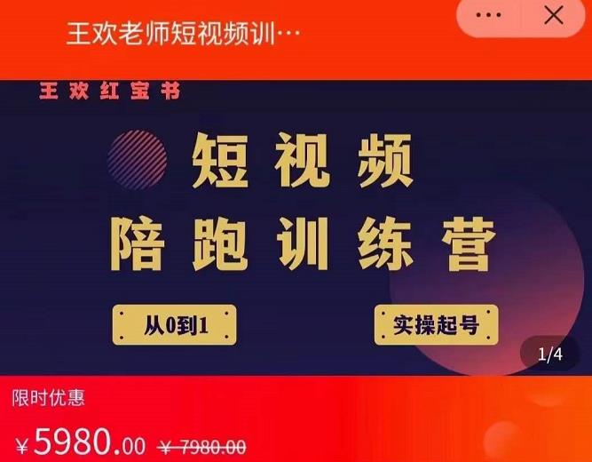 王欢红宝书短视频培训营,从认知、起号、实操、运营,适合新人起步-淘金日记