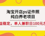 淘宝开店ps证件照,纯白养老项目,单人兼职稳定日100元(教程+软件+素材)-淘金日记