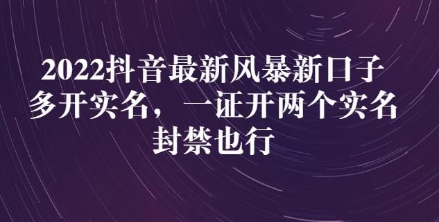 2022抖音最新风暴新口子：多开实名，一整开两个实名，封禁也行-淘金日记