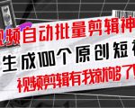【原创神器】短视频全自动一键剪辑视频,一秒生成100个原创视频(软件+视频+免费卡密)-淘金日记