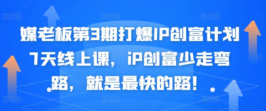媒老板第3期打爆IP创富计划7天线上课，iP创富少走弯路，就是最快的路！-淘金日记