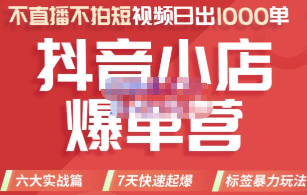 推易电商·2022年抖音小店爆单营，不直播、不拍短视频、日出1000单，暴力玩法-淘金日记