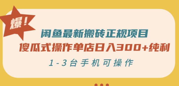 闲鱼最新搬砖正规项目:傻瓜式操作单店日入300+纯利,1-3台手机可操作-淘金日记