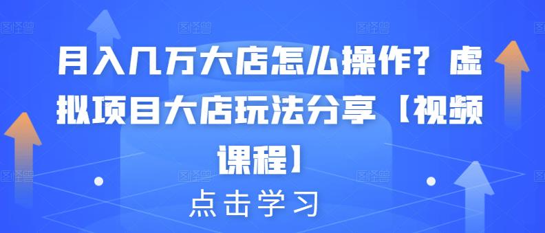 月入几万大店怎么操作?虚拟项目大店玩法分享【视频课程】-淘金日记