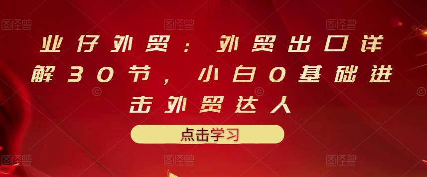 业仔外贸：外贸出口详解30节，小白0基础进击外贸达人 价值666元-淘金日记