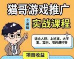 猫哥·游戏推广实战课程，单视频收益达6位数，从0到1成为优质游戏达人-淘金日记