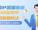 私域IP流量密训:小白也能爆单的微信赚钱法,从月薪三千到月入10000+-淘金日记