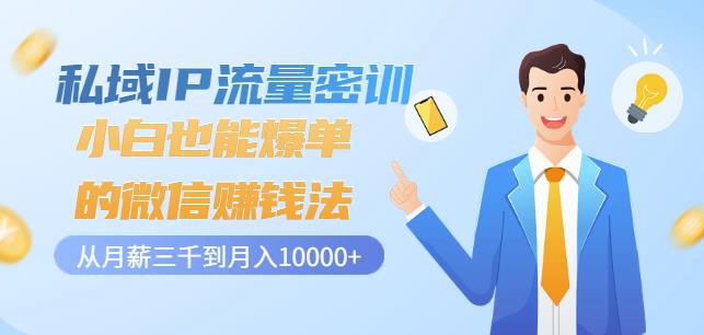 私域IP流量密训：小白也能爆单的微信赚钱法，从月薪三千到月入10000+-淘金日记
