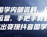 考哥国学内部资料,从剪辑到运营,手把手教如你何做出变现抖音国学号(教程+素材+模板)-淘金日记