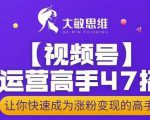 大敏思维-视频号运营高手47招,让你快速成为涨粉变现高手-淘金日记